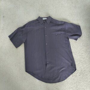 VTG Goouch XL Mens Button Up S/S Shirt Purple Rayon Unique Single Needle